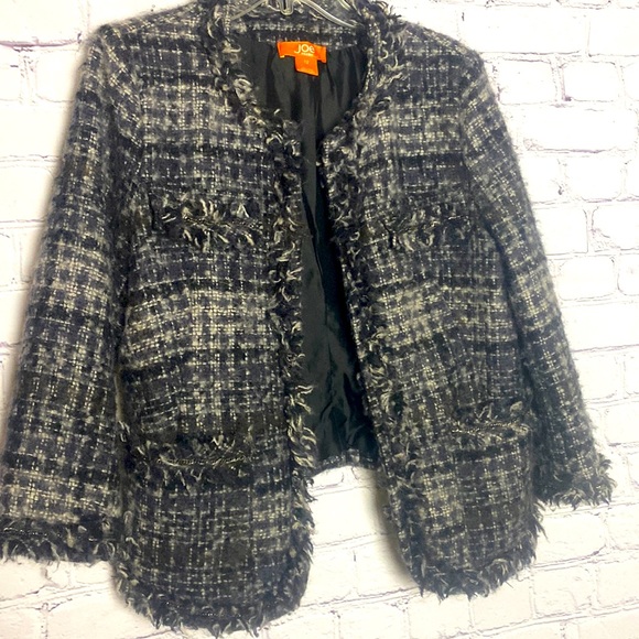 Joe Fresh Jackets & Blazers - Joe Fresh wool & tweed silver detail accent with fringe trim on collar & wrist